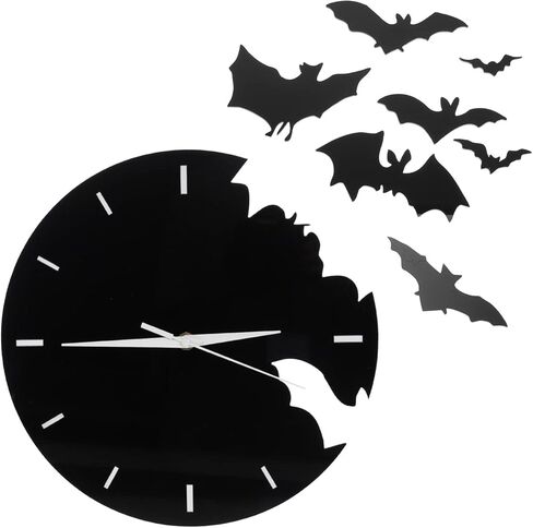 الخفافيش الاكريليك ساعة حائط الحيوانات الإبداعية معلقة ساعة حائط ثلاثية الأبعاد مخيف الخفافيش صورة ظلية صامتة غير موقوتة ساعة حائط الخفافيش طار جدار ديكور in Kuwait