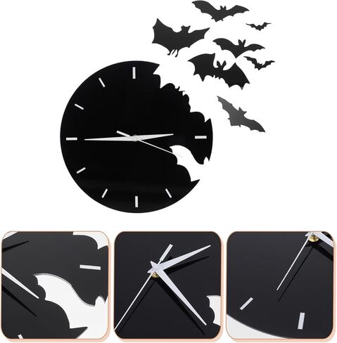 الخفافيش الاكريليك ساعة حائط الحيوانات الإبداعية معلقة ساعة حائط ثلاثية الأبعاد مخيف الخفافيش صورة ظلية صامتة غير موقوتة ساعة حائط الخفافيش طار جدار ديكور in Kuwait