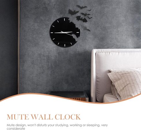 الخفافيش الاكريليك ساعة حائط الحيوانات الإبداعية معلقة ساعة حائط ثلاثية الأبعاد مخيف الخفافيش صورة ظلية صامتة غير موقوتة ساعة حائط الخفافيش طار جدار ديكور in Kuwait