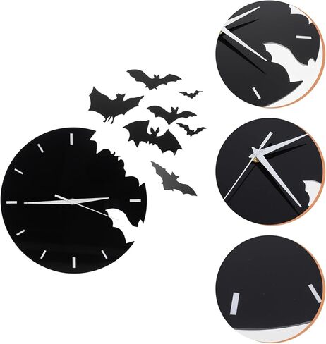 الخفافيش الاكريليك ساعة حائط الحيوانات الإبداعية معلقة ساعة حائط ثلاثية الأبعاد مخيف الخفافيش صورة ظلية صامتة غير موقوتة ساعة حائط الخفافيش طار جدار ديكور in Kuwait