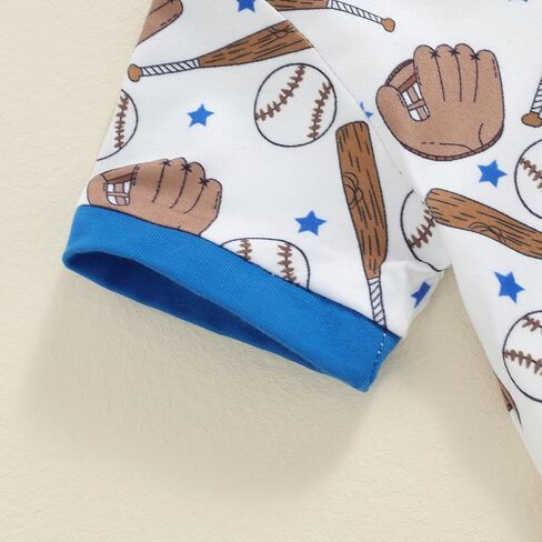 Muasaaluxi Unisex Baby Girl Boy Baseball Outfit Short Sleeve Zipper Romper Baseball Bodysuit One Piece Jumpsuit 0-18M in Saudi Arabia
