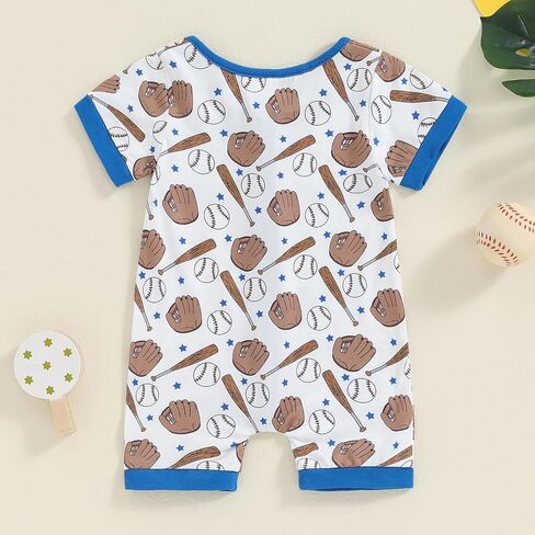 Muasaaluxi Unisex Baby Girl Boy Baseball Outfit Short Sleeve Zipper Romper Baseball Bodysuit One Piece Jumpsuit 0-18M in Saudi Arabia