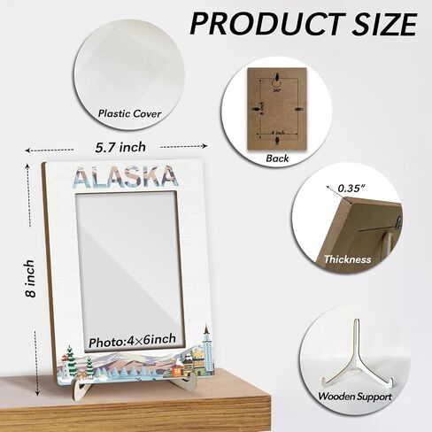 Alaska Souvenirs Gifts Picture Frames for Boys Girls Engagement Wood Photo Frame Wedding Honeymoon Vacation Gifts for Couples, Tabletop Display 4x6 Photo Home Decor Living Room Party Decorations -015 in Saudi Arabia
