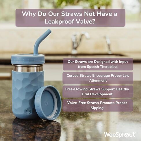 كوب شرب WeeSprout 2 في 1 للأطفال، (12 أونصة أخضر) بهلوان متين من الفولاذ المقاوم للصدأ للعصائر، ماصات سيليكون مع سدادات، أغطية ملتوية بلاستيكية فاخرة، أكمام سهلة الإمساك، آمنة للاستخدام في غسالة الأطباق in Kuwait
