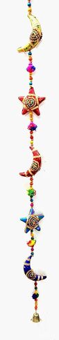 Handmade Moon Stars Cotton Stuffed Rajasthani & Gujarati Traditional Door Hanging Pair Decorative Ladi, Latkan in Vibrant Colors for Home Decor, Office Decor, Wall, Window in Saudi Arabia