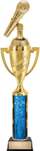 Crown Awards Microphone Trophies - 14.25" Golden Microphone Trophy Great for Singing, Music, Karaoke, Lip Sync Prime in Saudi Arabia