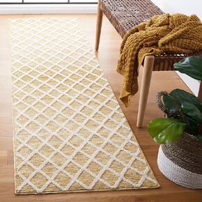 SAFAVIEH Easy Care Collection Runner Rug - 2'3" x 6', Gold & Ivory, Trellis Design, Non-Shedding & Easy Care, Machine Washable Ideal for High Traffic Areas in Living Room, Bedroom (ECR113D)