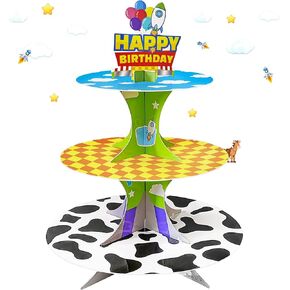 3-Tier Cartoon Story cupcake stand Cardboard Cake Stand Dessert Tower Holder for toy theme Birthday Decoration Baby Shower Party Supplies