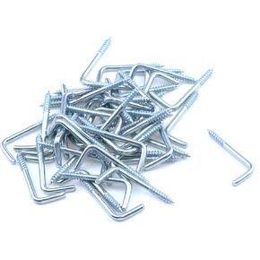 MY MIRONEY 0.19" Thread Diameter Screw Hooks Galvanized L Shape Long Square Bend Hook Right Angle Hooks 2.36" x 0.67" Carbon Steel Self-Tapping Screw Hooks Pack of 50