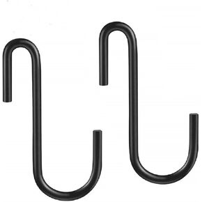 S Hooks - Heavy Duty S Shaped Hooks Pan Pot Holder Rack Hooks Hanging Hangers Hooks for Hanging Clothes, Plants, Pots (10, Black)