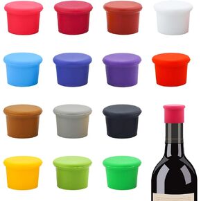 14 PCS Silicone Wine Stoppers, LEEFONE Reusable Wine Corks, Wine Bottle Stopper Wine Saver Airtight Seal on Wine Bottles, Replace a Cork, Easy to Clean- 14 Colors