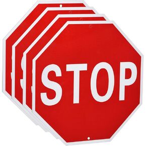 MECCANIXITY 4pcs Stop Sign 18" x 18" Warning Reflective Aluminum Signs for Street Traffic, Octagon Rust Free Sign