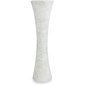 roro Houglass Shaped Vase - Handmade 10-Inch Rustic White Classic Ceramic
