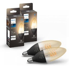 Philips Hue White Ambiance Filament E12 Candle Bulb Full Range of White Light, Compatible with Alexa, Google Assistant, and Apple HomeKit, Black