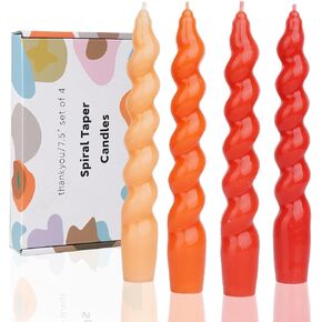 12pcs Taper Candles Citrus Scented Orange Gradient Color,Handmade from Vegan Soy Wax for Holiday Wedding Party Home Dinner Decoration,Orange