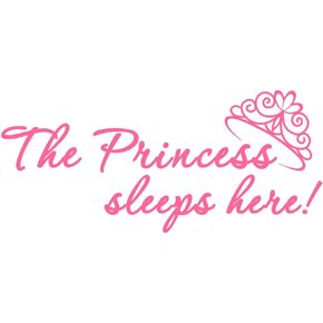 The Princess Sleeps here - Pure Vinyl Carved Wall Decal Without Transparent Edge Removable Art Letters Quotes Girl's Room Cute Décor - Pink