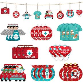 Christmas Wooden Decorations Christmas Ornament Gift Christmas Tree Ornament Wood Rustic Christmas Hanging Ornaments Appreciation Gifts Wreath Congrats for School (Christmas Hot Cocoa, 24 Pcs)