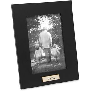 Isaac Jacobs 5x7 Wood Sentiments Papa Picture Frame, Vertical Keepsake Photo Frame with Easel and a Hanging Tabs for Tabletop, Desktop & Wall Display, (Black, 5x7)