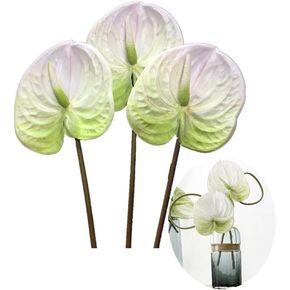 3 PCS 27" Artificial Anthurium Lily Flowers for Home Decor Bouquet and Green Leaf for Home Decoration Bridal Wedding Festival Decoration Small Flower Flower Arrangement (Light Pink)