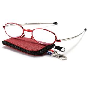 HAITCONGR Portable and Foldable Square-Frame Blue Light Blocking Reading Glasses for Women Red R1104