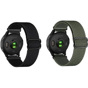 Compatible with Garmin Venu 2 plus/Venu Sq/Vivoactive 3 watch band,Stretchy Nylon Replacement Strap bands fits most 20mm Watch Lugs Compatible for Vivoactive 3 Music/Forerunner 245 Music,Forerunner 645/645 Music