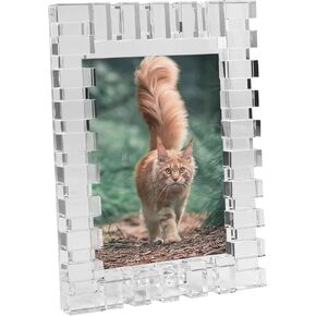 5x7Inch Crystal Wedding Frame of Keepsake Photo Frames, Crystal Picture Frames with Sparkling Design, Tabletop Display Decor Frame(Fit 5x7 Max Photos), Clear with Gift Box