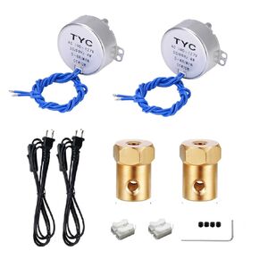 2PCS Cup Turner Motor Synchronous Synchron Motor 50/60Hz AC 100~127V CCW/CW 4W with 7mm Flexible Coupling Connector for Hand-Made, School Project, Model (5-6RPM)