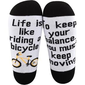 MBMSO 2 Pairs Life Is Like Riding a Bicycle Socks Bicycle Gifts for Biker Novelty Socks Cycling Lover Gift Cyclist Bike Socks