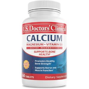 U.S. Doctors' Clinical Calcium, Magnesium + Vitamin D3 for Bone, Muscle, and Nerve Support (60)