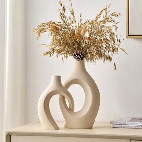 Ceramic Vases for Home Decor, Black and White Vase, Minimalist Boho Flower Vase, Round Decorative Modern Vase for Living Room Entryway Bookshelf Dining Table Centerpiece Set of 2