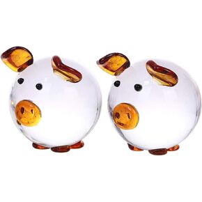 Crystal Pig Figurine Mini Glass Animal Figurine Collectible Statue Set of 2 for Decoration, Small Crystal Pig Decorative Collectible Figurines Décor (Pink) in Saudi Arabia