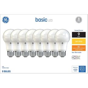GE Basic LED Light Bulbs, 40 Watt, Soft White, A19 (4 Pack)