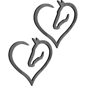 QWORK Metal Horse Heart Wall Decor, 30 x 28 cm, Elegant Black Metal Art Wall Hanging, 2 Pcs