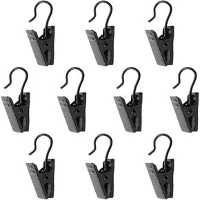 Yinpecly Curtain Clip Rings Hooks Metal 0.36'' x 0.47'' (WxH) Drapery Ring, for Window Curtain Home Decoration Rods Bedrooms Office Black Tone 24pcs