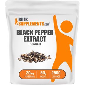 BulkSupplements.com Black Pepper Extract Powder - 95% Piperine - Black Pepper Supplements - Piperine Extract - Piperine Powder - 20mg of Black Pepper Extract per Serving (50 Grams - 1.8 oz)