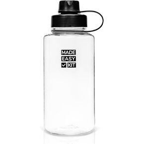 Made Easy Kit Tritan Plastic Water Bottle - Revolutionary Lid, Wide and Narrow Mouth Openings - BPA Free Water Bottle, Dishwasher Safe (Tall & Large (48oz), Clear)