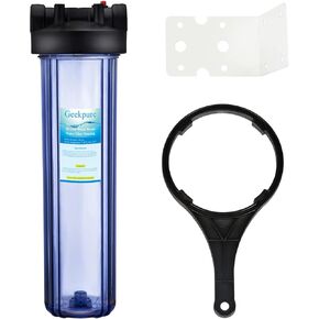 Geekpure 20 Inch Whole House Water Filter Housing Fit for 4.5 x20 Inch Filters - Clear-1" NPT Brass Port (1)
