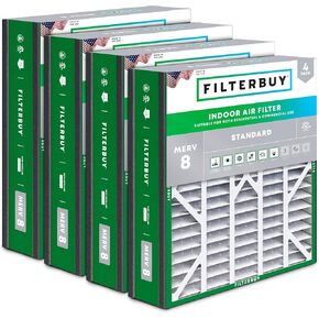 Filterbuy 20x25x5 Air Filter MERV 8 Dust Defense (4-Pack), Pleated HVAC AC Furnace Air Filters for Trion Air Bear, Generalaire, Skuttle, and Ultravation (Actual Size: 19.63 x 24.13 x 4.88 Inches)