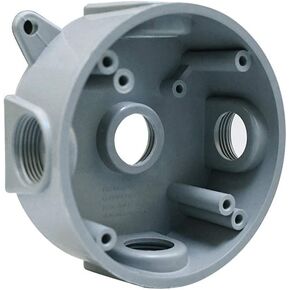 Round Electrical Outlet Box, Weatherproof 5 Hole-1/2 or 3/4 in Electrical Outlet Box, UL Listed, PVC No Cover Junction Box, Gray