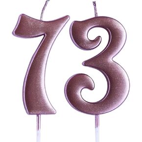 Rose 73rd Birthday Candle, Number 73 Years Old Candles Cake Topper, Woman Or Man Party Decorations, Supplies