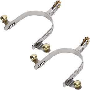 2 Pcs Horse Spurs, Stainless Steel West Cowboy Spurs with Brass Belt Button, Horse Boot Spurs, Roping Spur, Horse Spurs with Gear, Horse Riding Accessories