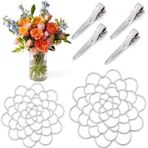 Mity rain 2 PCS Spiral Stem Holder with 4 Clamps, Stainless Steel Floral Grid for Vase Reusable Wire Flower Arranging Tool in Saudi Arabia