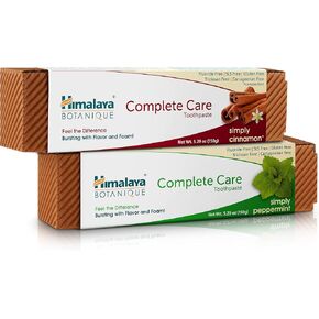 Himalaya Botanique Complete Care Toothpaste, Herbal, Variety Pack, Peppermint and Cinnamon Flavor, Fights Plaque, Freshens Breath, Fluoride Free, No Artificial Flavors, SLS Free, Cruelty Free, 5.29 Oz