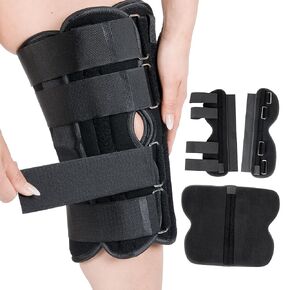 12" Long Adjustable Three Panel Orthopedic Knee Immobilizer – Supportive & Adjustable Side Panels – Knee Brace Stabilizer – Knee Immobilization L1830