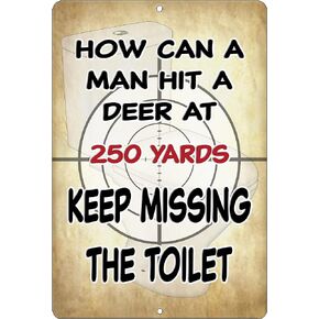Rogue River Tactical Funny Hunting Metal Tin Sign Wall Decor Man Cave Bar Bathroom Hit a Deer Sign