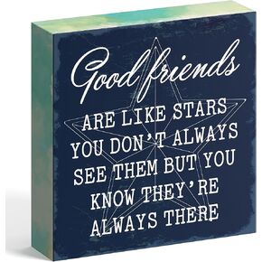 Barnyard Designs Wooden Box Sign Motivational Desk Decor, Primitive Decor Office Desk Decorations for Women Office Bathroom Shelf Decor, Inspirational Desk Décor (Good Friends)