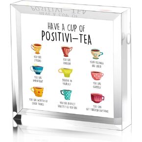Have A Cup Of Positive-Tea - Inspirational Quote Mental Health Colorful Cup Sign - Therap Office Decor - School Counselor Decor for Home Office Therapy Study Bedroom Decor Affirmation Gift in Kuwait