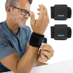 Vive Wrist Support Wrap - Band For Tennis, Working Out, Golf & Sports - Adjustable Compression Strap For Tendonitis, Carpal Tunnel & Arthritis - Protector Guards For Weighlifting For Men & Women