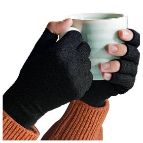 Sparthos Arthritis Hand Compression Gloves - Helps With Carpal Tunnel, Neuropathy & Artritis Pain - Support Your Hands While Typing - Fingerless Circulation Glove - Fits Men & Women (Black - Medium)