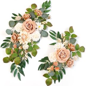 Flrunwu(Pack of 2 Artificial Flowers Decorations,Centerpieces for Wedding Reception Backdrop Decoration, Floral Decor Wall Home Entryway OutdoorDecorations (Blue)